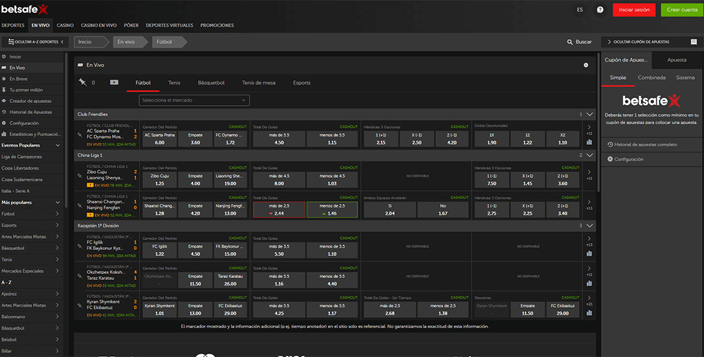 Betsafe apuestas en vivo