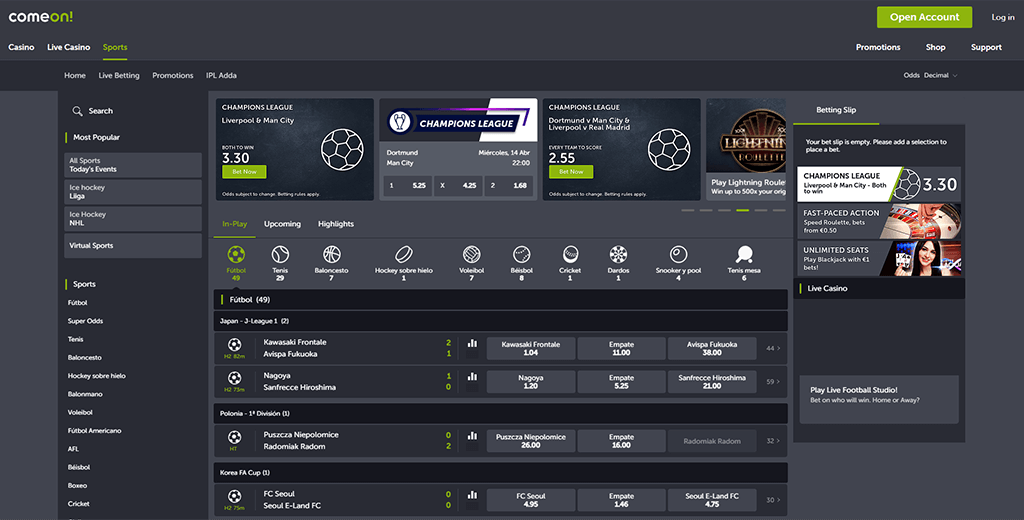 ComeOn apuestas deportivas