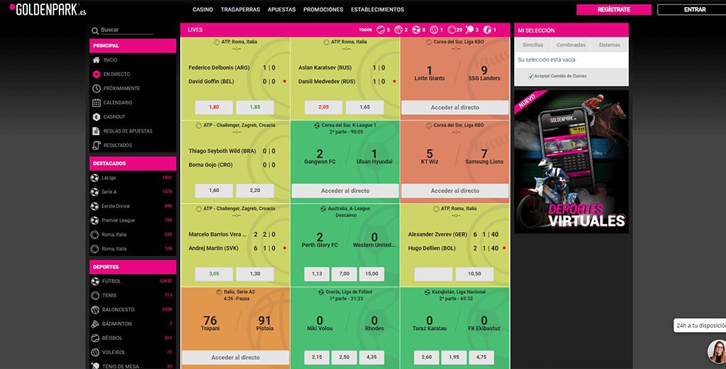 GoldenPark apuestas en vivo